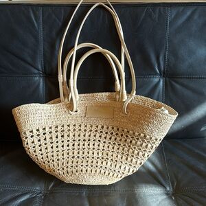 SEZANE CREAM BASKET with white leather - very good condition